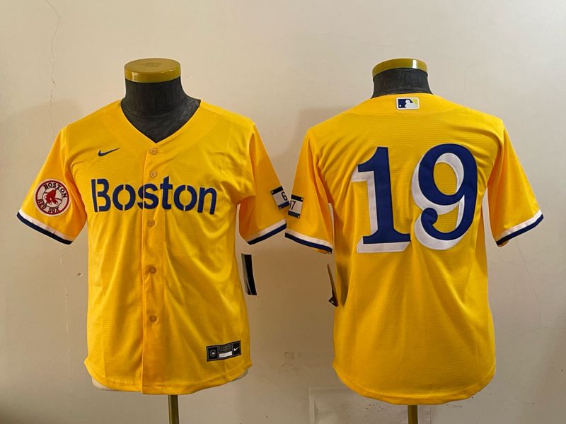 Youth 2025 Boston Red Sox #19 No Name Yellow City Edition Nike MLB Jersey style 06-0